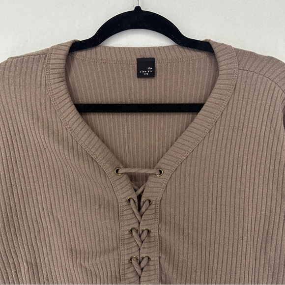 The Classic Cropped Ribbed Front Tie Size M Brown - Picture 2 of 10